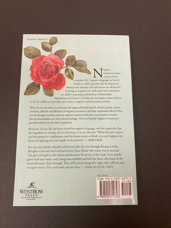 A back cover of the book, " n is for rose."